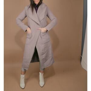 BCBG Max Azria Amber Beige Hooded Unlined Wool Coat Jacket Size XXS